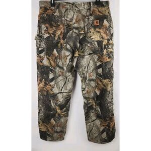Vtg Carhartt Camo Pants B158 Dungaree Fit Size 40x30 Real Tree Hardwoods Duck